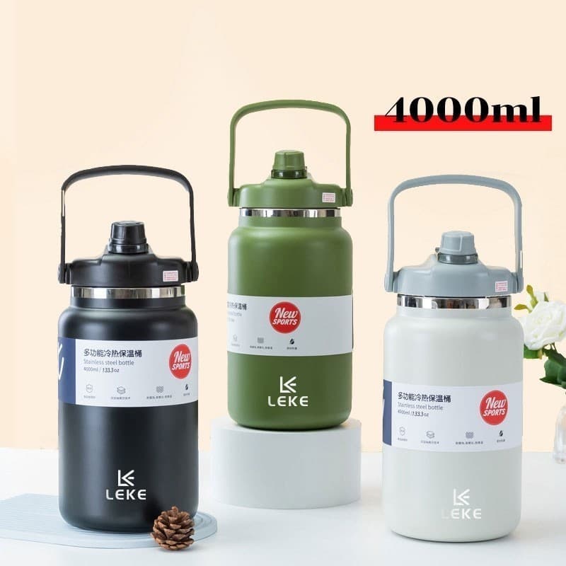 กระติกน้ำยักต์ ขวดน้ำเก็บอุณหภูมิ 4000ML กระติกน้ำเก็บอุณหภูมิ กระติกน้ำเก็บความเย็น เก็บความเย็นได้น LEKE Bottl รูปที่ 9
