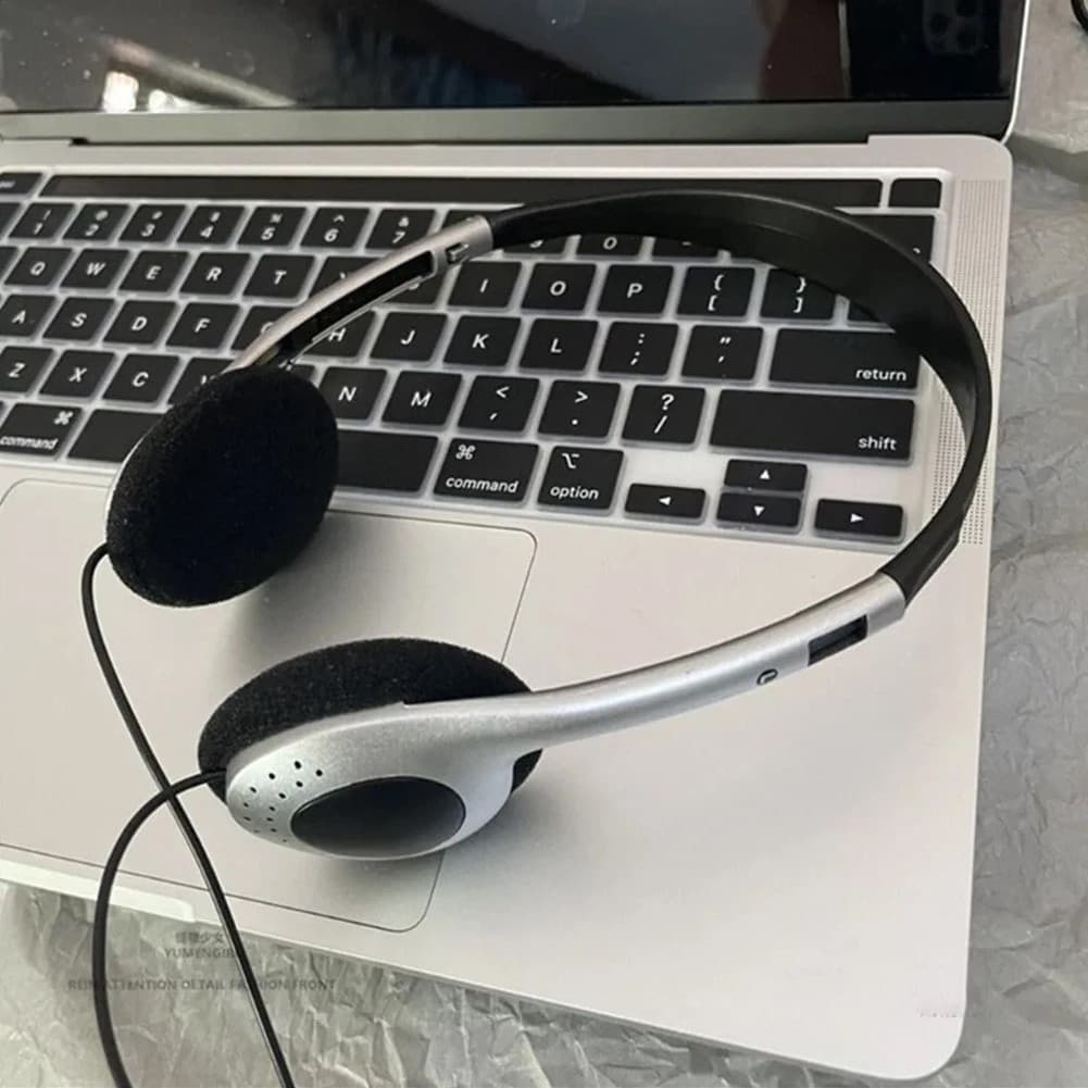หูฟังวินเทจสายคู่ สไตล์ญี่ปุ่น Y2K สีเงิน-ดำ คลาสสิก พร้อมใช้งานกับ MP3 รูปที่ 8