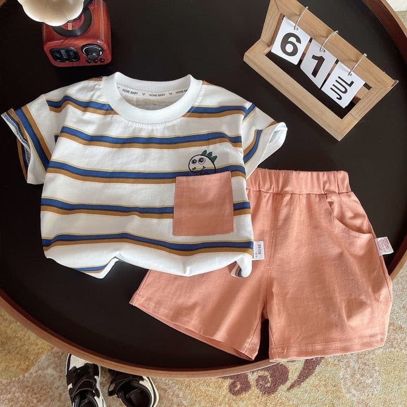 Dolemi Baby เสือโปโล+กางเกงขาสั้น ชุดเข้าเซท2 ชิ้น สำหรับเด็กผู้ชาย 80-120 cmเสือโปโล เสื้อผ้าเด็กผู้ชาย สำหรับเด็ก 0-4 รูปที่ 6