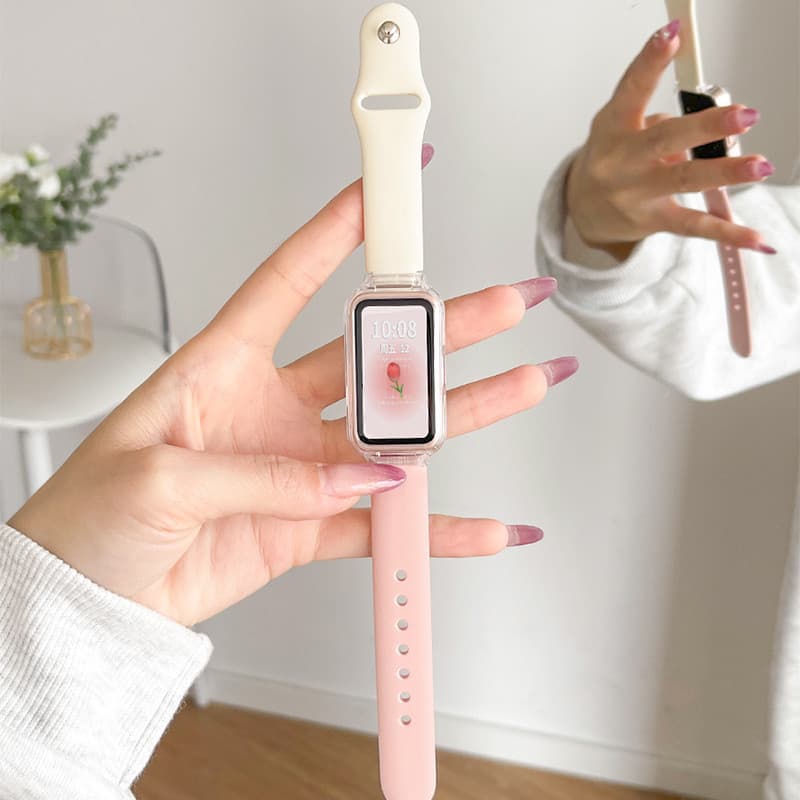 สายซิลิโคนกรณีโปร่งใส for Huawei Band 10 9 8 กรอบแข็งป้องกันปกป้องหน้าจอ สายรัดข้อมือซิลิโคนยางอ่อน for Huawei Band 10 รูปที่ 4