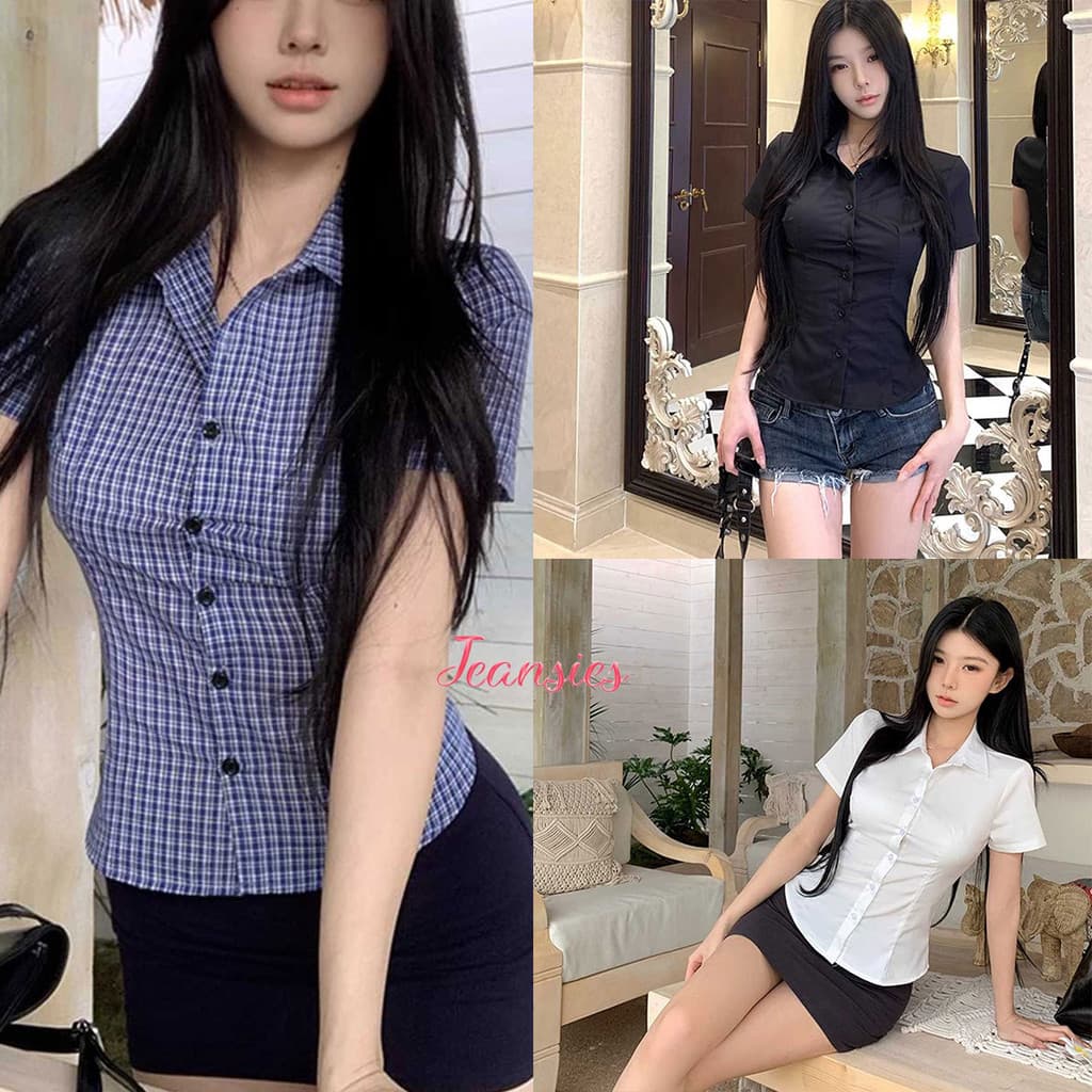 เสื้อเชิ้ตหญิงลายตาราง เอวเข้ารูป ดูดีทุกมุม รูปที่ 1