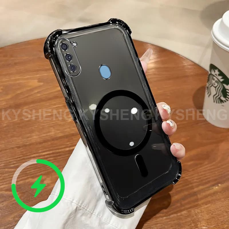 เคสสําหรับ Samsung A11 M11 เคสโทรศัพท์ TPU ชาร์จแม่เหล็กสี่มุมป้องกันการตกนิ่มโปร่งใส WBQ รูปที่ 2