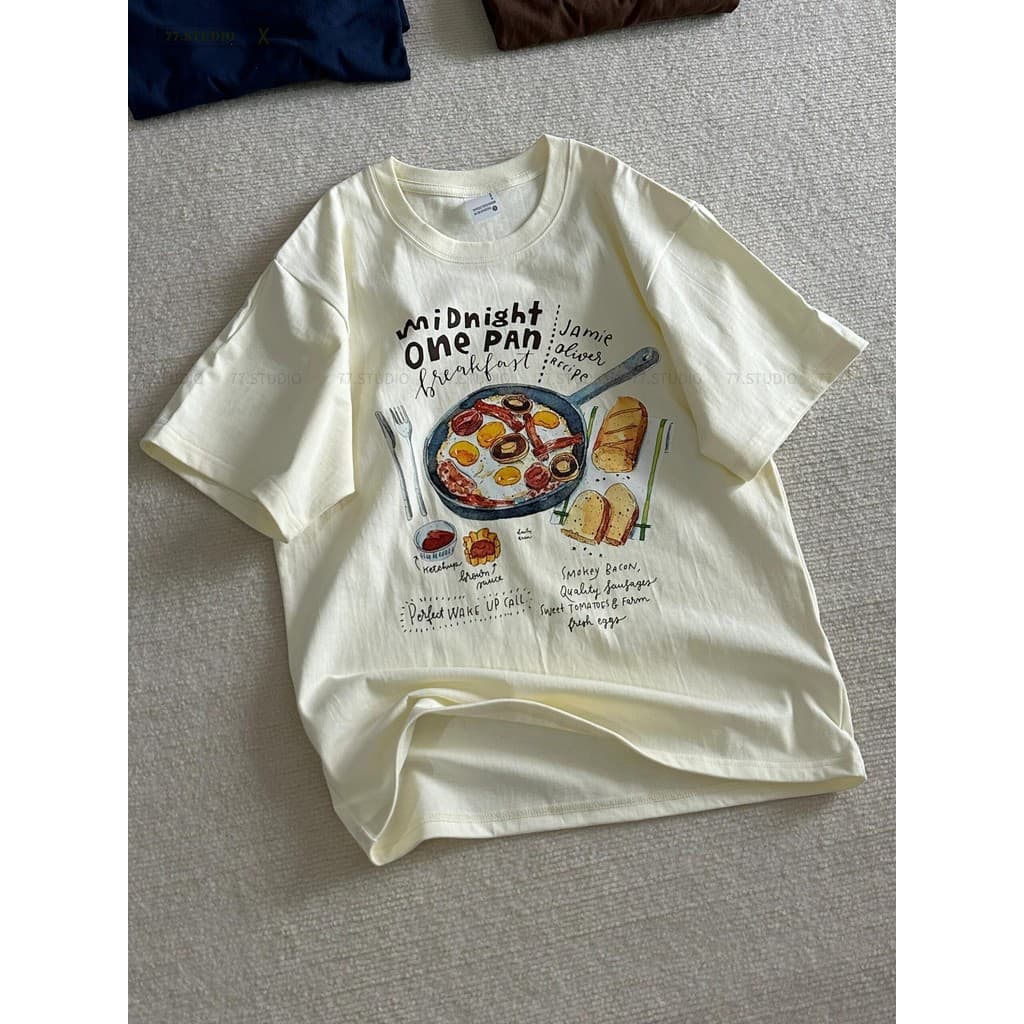 ‌COD ส่งBKKเสื้อยืด oversize t-shirt ผ้าฝ้ายแขนสั้นนุ่ม ลายอาหารunisex เสื้อ cotton ไซส์S-3XL รูปที่ 2