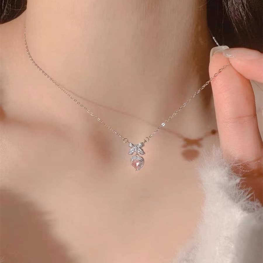 สร้อย สร้อยคอ สร้อยหัวใจสีชมพู จี้หัวใจ เครื่องประดับ สไตล์เกาหลี N159 รูปที่ 7