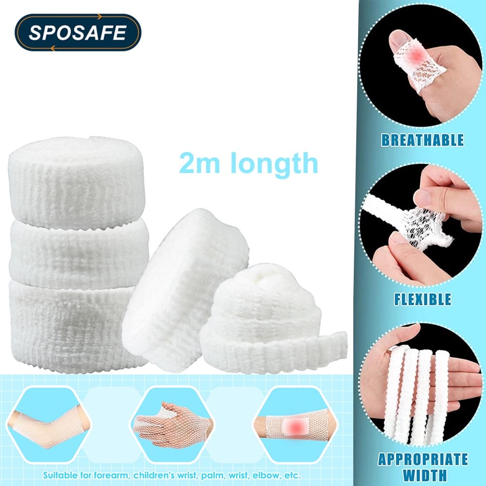 Sposafe ผ้าพันแผลตาข่าย ยืดหยุ่น ระบายอากาศ สําหรับรัดข้อมือ ข้อศอก เข่า บาดเจ็บ 1 ม้วน รูปที่ 1