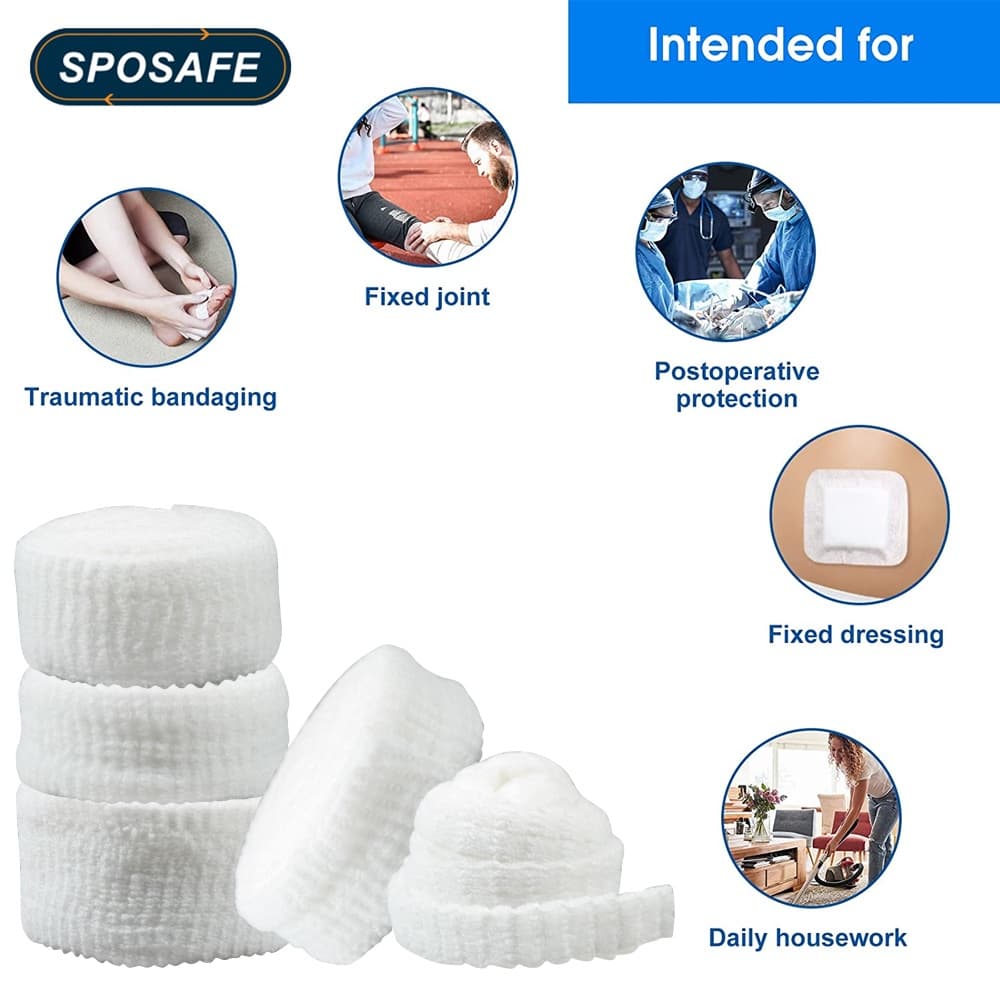 Sposafe ผ้าพันแผลตาข่าย ยืดหยุ่น ระบายอากาศ สําหรับรัดข้อมือ ข้อศอก เข่า บาดเจ็บ 1 ม้วน รูปที่ 3