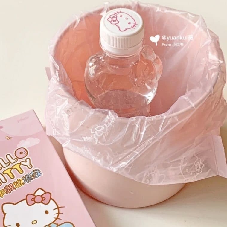 ถุงขยะพลาสติก แบบใช้แล้วทิ้ง ลาย Hello Kitty สีชมพู รูปที่ 2