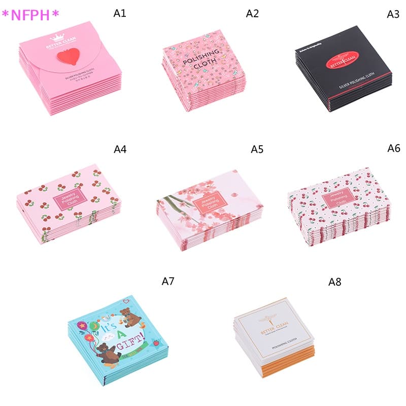 Nfph> ผ้าขัดทําความสะอาดเครื่องประดับเงินสเตอร์ลิง 925 10 ชิ้น รูปที่ 1