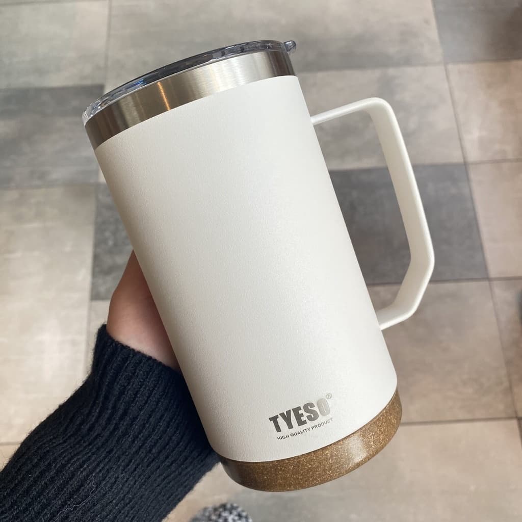 TYESO แก้วกาแฟรุ่นใหม่ล่าสุด 24oz mug แก้วสแตนเลสเก็บอุหภูมิมีหูจับ Tumbler 530ml/710ml แก้วโอซาค แก้วเก็บความเย็น รูปที่ 6