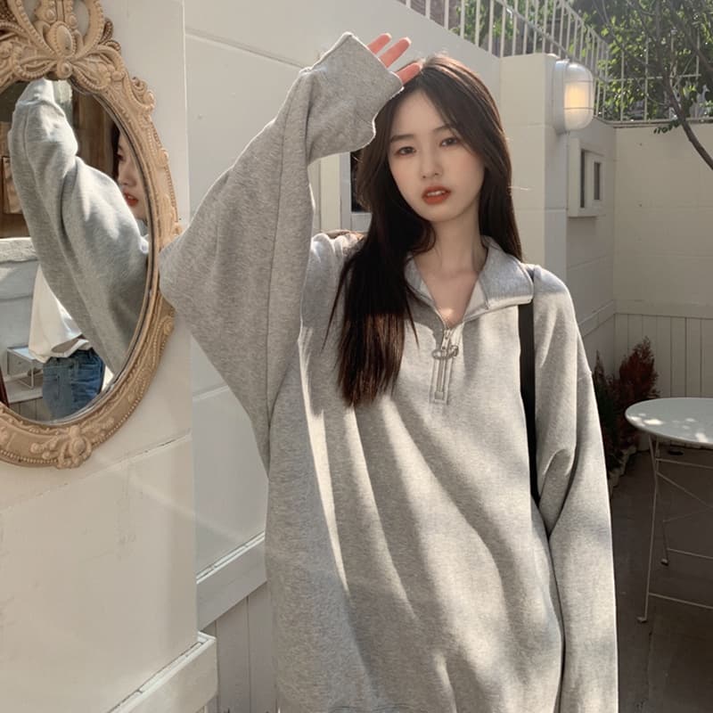 จากไทย TAYCEN M-2XL เสื้อสเวตเตอร์ เรียบๆ แขนยาว เกาหลี โอเวอร์ไซส์ ผู้หญิง สเวตเตอร์ รูปที่ 4