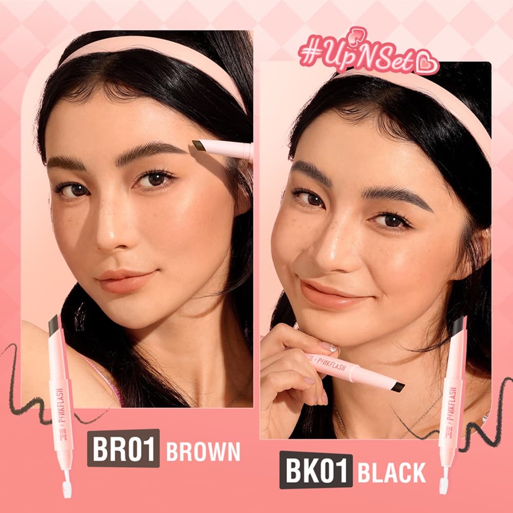 PINKFLASH ดินสอเขียนคิ้วสองชั้นพร้อมแปรง นุ่ม เรียบเนียน กันน้ำ กันเหงื่อ ติดทนนาน แต่งหน้าแบบธรรมชาติ ดินเหนียวเขียนคิ้วใสธรรมชาติ รูปที่ 8
