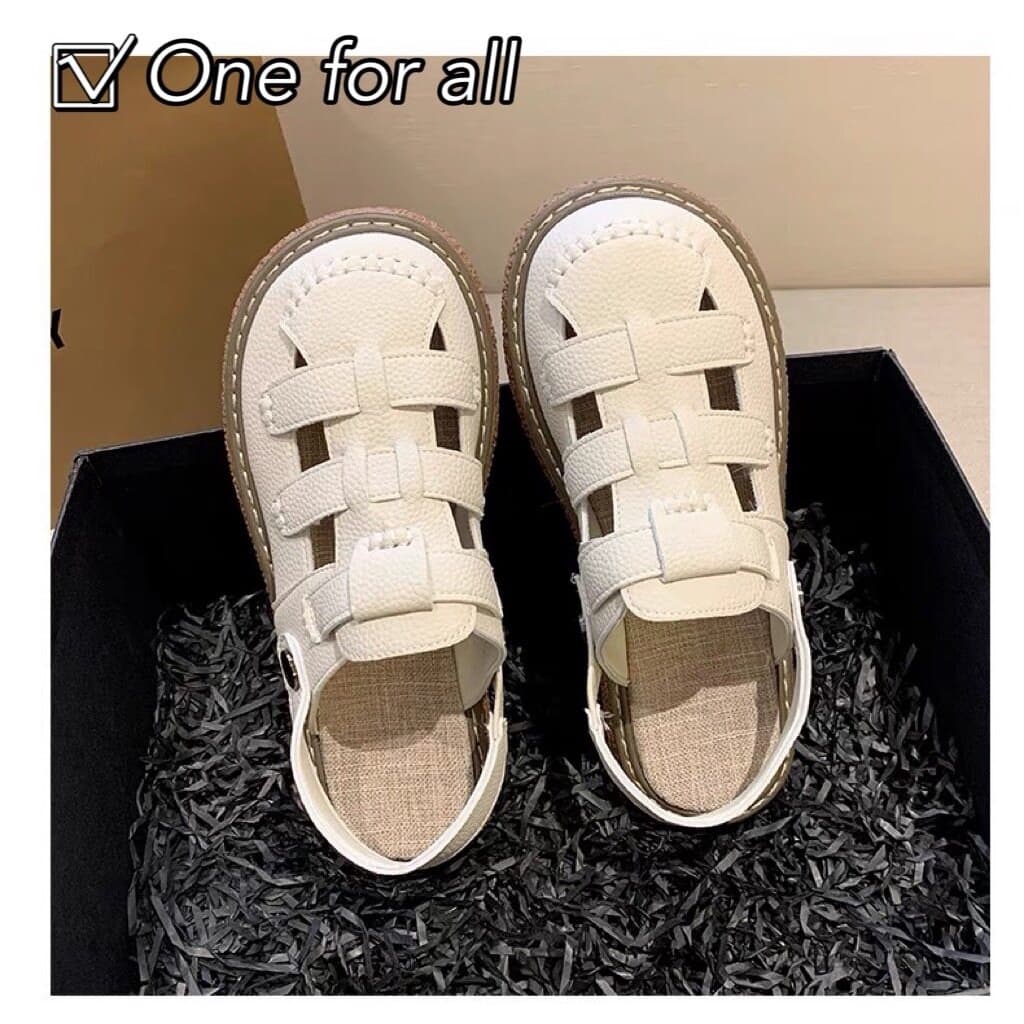 One for all จากไทย NEW TX507 รองเท้าแตะรัดส้นหัวโตสไตล์ญี่ปุ่น พื้นหนา3cm หนังนุ่มใส่สบาย รูปที่ 3