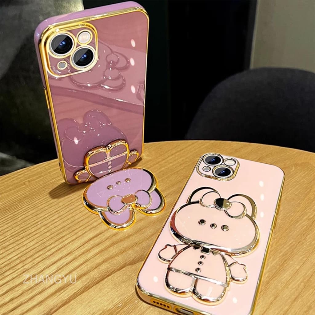 ปลอก OPPO A17 A18 A60 A98 A38 A78 A58 เคสโทรศัพท์ TPU 3D กระต่ายสเตอริโอขาตั้ง Ultra Thin Electroplated Soft Case Shock Protection Case พร้อมสร้อยข้อมือ รูปที่ 7