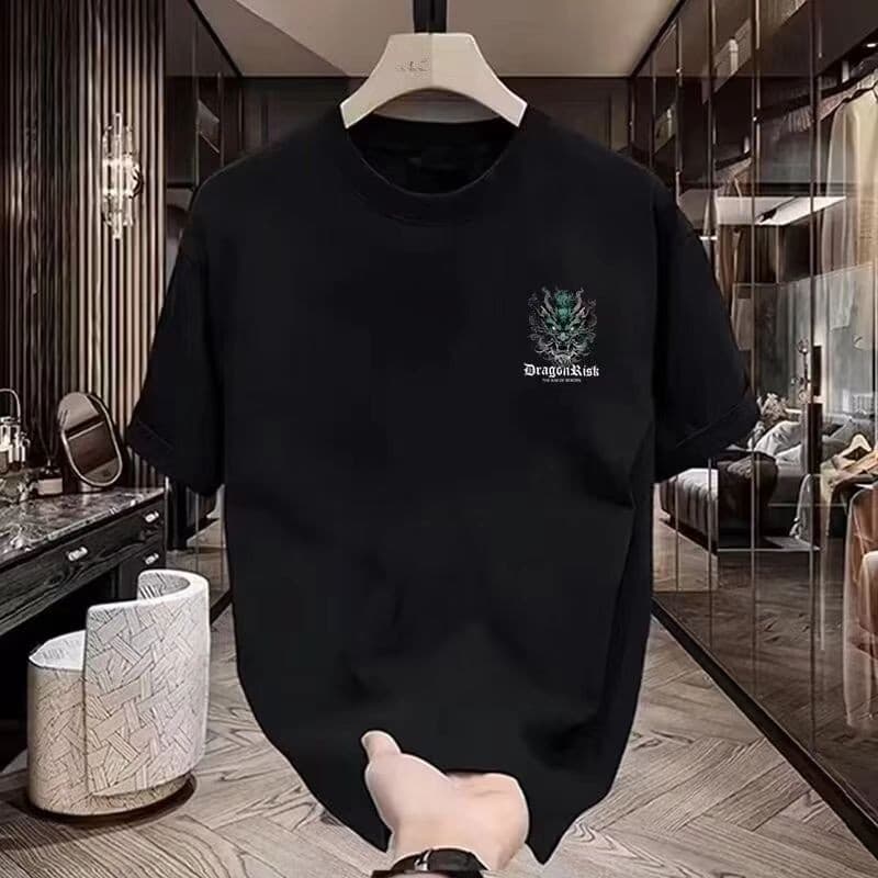 เสื้อยืด oversize สกรีนหน้าหลัง คอกลม เสื้อยืดผู้ชายเท่ๆ tshirt men สีดํา-ขาว เสื้อแฟชั่น แขนสั้นผู้ชาย สตรีทแฟชั่น รูปที่ 3