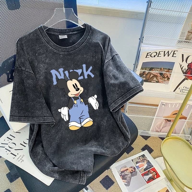 Fanfei เสื้อยืดสีดำพิมพ์ลายการ์ตูน เสื้อเชิ้ตผู้ชาย เสื้อยืด oversize รูปที่ 5