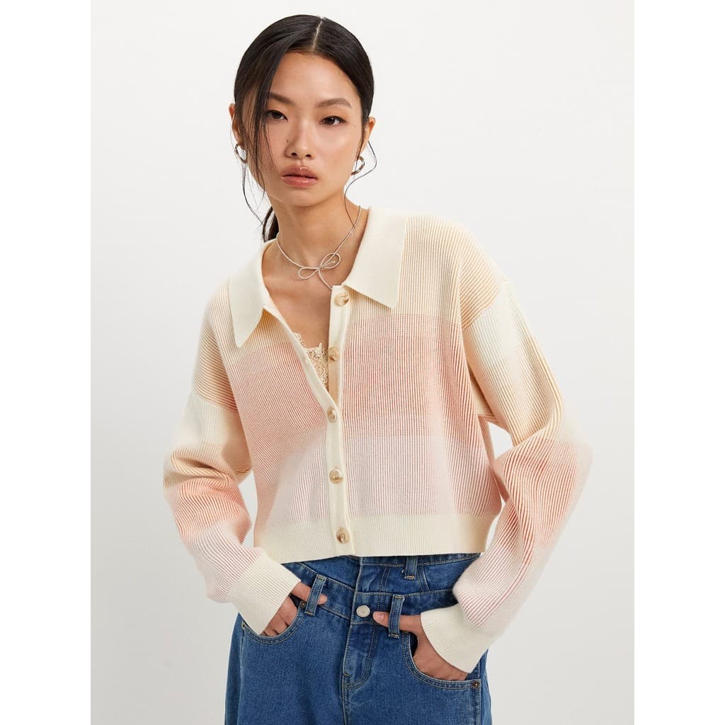 เสื้อคาร์ดิแกนถักไล่สี / Gradient Knit Cardigan รูปที่ 1