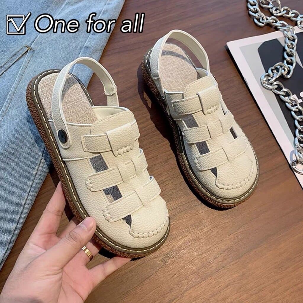 One for all จากไทย NEW TX507 รองเท้าแตะรัดส้นหัวโตสไตล์ญี่ปุ่น พื้นหนา3cm หนังนุ่มใส่สบาย รูปที่ 4