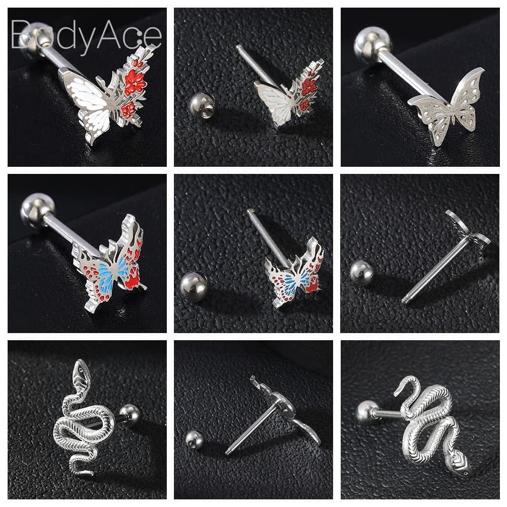 Bodyace จิวเจาะลิ้น รูปผีเสื้อ สเตนเลส 14G สไตล์พังก์ โกธิค 1 ชิ้น รูปที่ 7