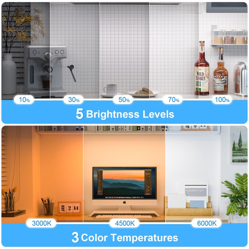 Sprise สายไฟ LED แม่เหล็ก ควบคุมแบบสัมผัส พร้อมจอแสดงผลแบตเตอรี่ ปรับได้ สําหรับห้องครัว ตู้เสื้อผ้า ตู้เสื้อผ้า รูปที่ 4