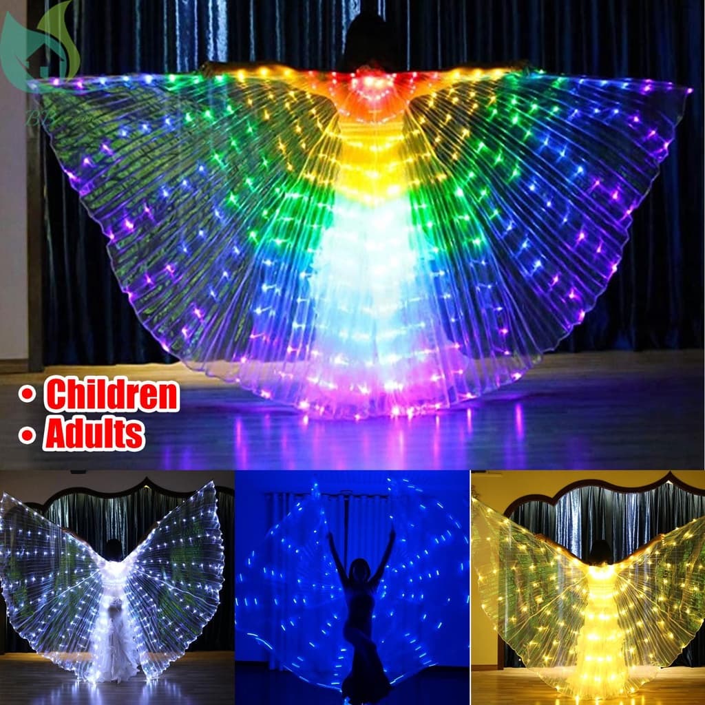 ปีกผีเสื้อ มีไฟ LED เรืองแสง หลากสี สําหรับเต้นรํา รูปที่ 2