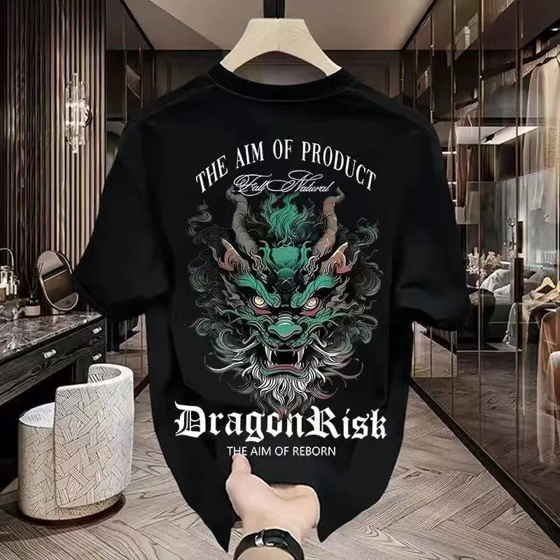 เสื้อยืด oversize สกรีนหน้าหลัง คอกลม เสื้อยืดผู้ชายเท่ๆ tshirt men สีดํา-ขาว เสื้อแฟชั่น แขนสั้นผู้ชาย สตรีทแฟชั่น รูปที่ 1