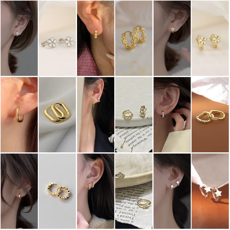ต่างหู ต่างหูขนาดเล็กสำหรับผู้หญิงห่วงห่วง รูปที่ 1