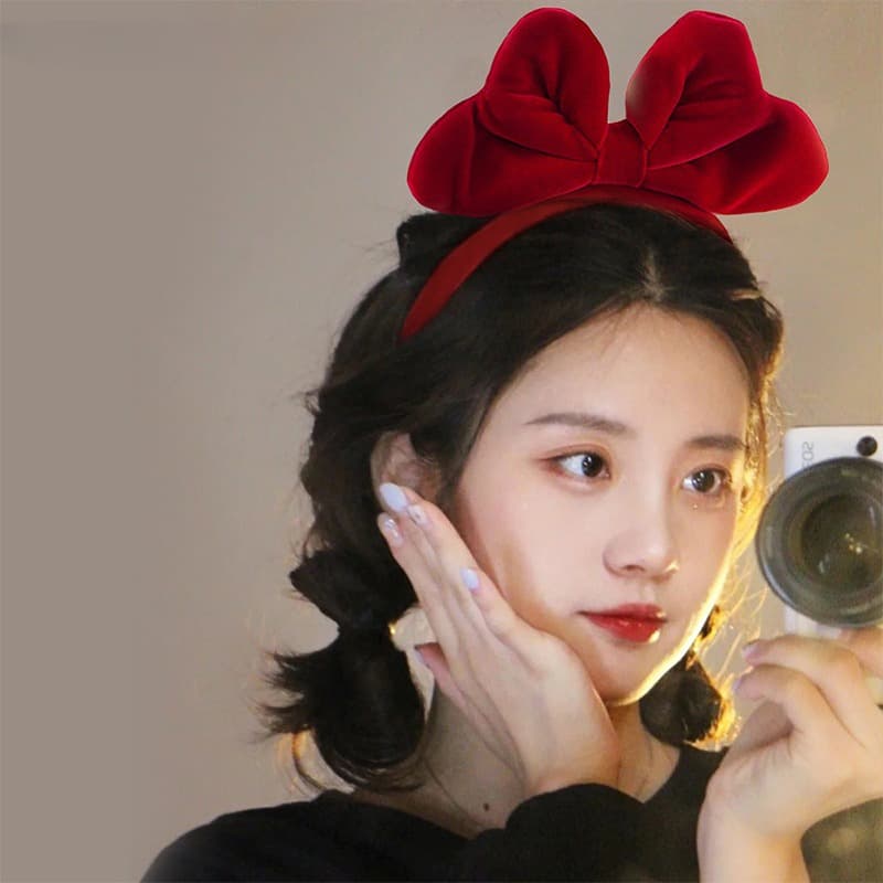 Priness Vintage Velvet Big Sweet Bowknot HairBands Headwear Headbands รูปที่ 5