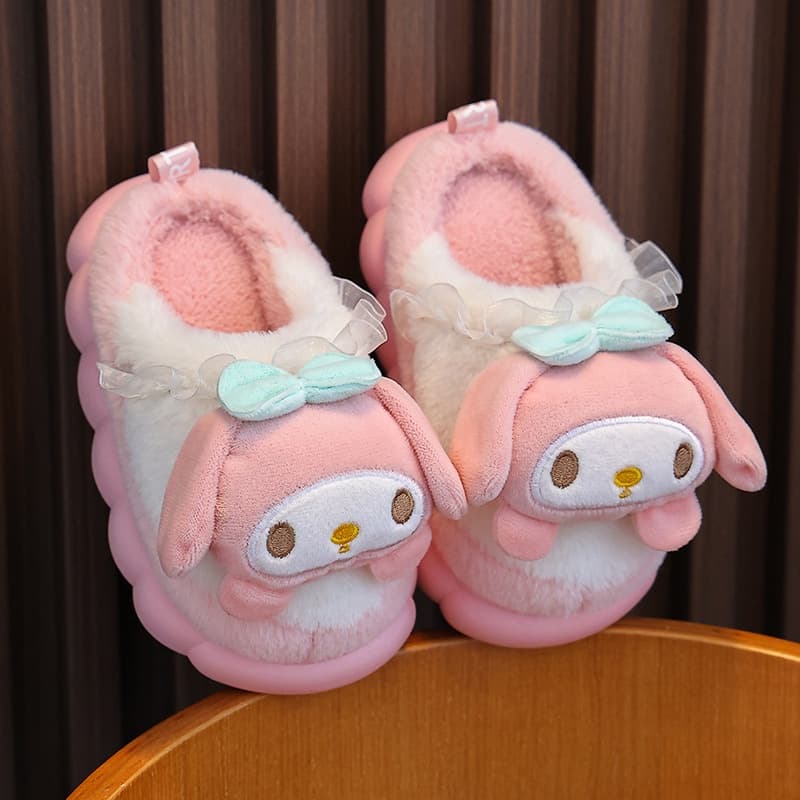 Reyno Sanrio Hello Kitty Cinnamoroll Kuromi Melody รองเท้าแตะ ผ้าฝ้าย กํามะหยี่ นุ่ม อบอุ่น เหมาะกับหน้าหนาว สําหรับผู้หญิง รูปที่ 7