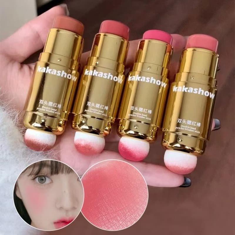 O-08Kakashow Blush Stick บรัชออน แบบแท่งสองหัว พร้อมฟองน้ำไว้คอนทัว กันน้ำ ติดทนนาน ดูเป็นธรรมชาติ รูปที่ 7