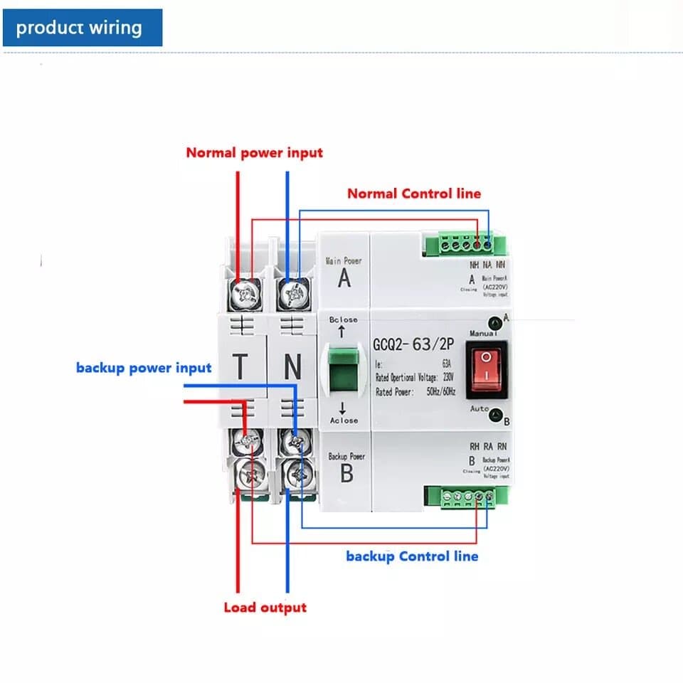 ATS 2P 63A, 100A Dual Power ATS เบรกเกอร์สวิทช์ไฟฟ้า ats Automatic transfer switch switch เวลาในการเปลี่ยนน้อยกว่า 30ms รูปที่ 6