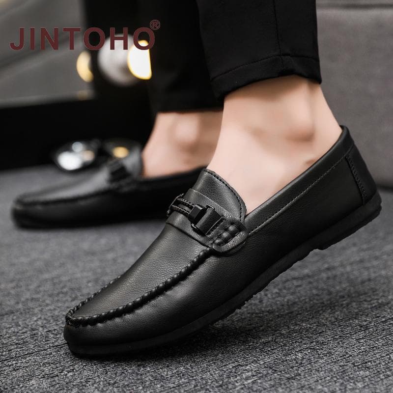 Jintoho รองเท้าโลฟเฟอร์ลําลอง รองเท้าหนัง แบบสวม แฟชั่นสําหรับผู้ชาย รูปที่ 3