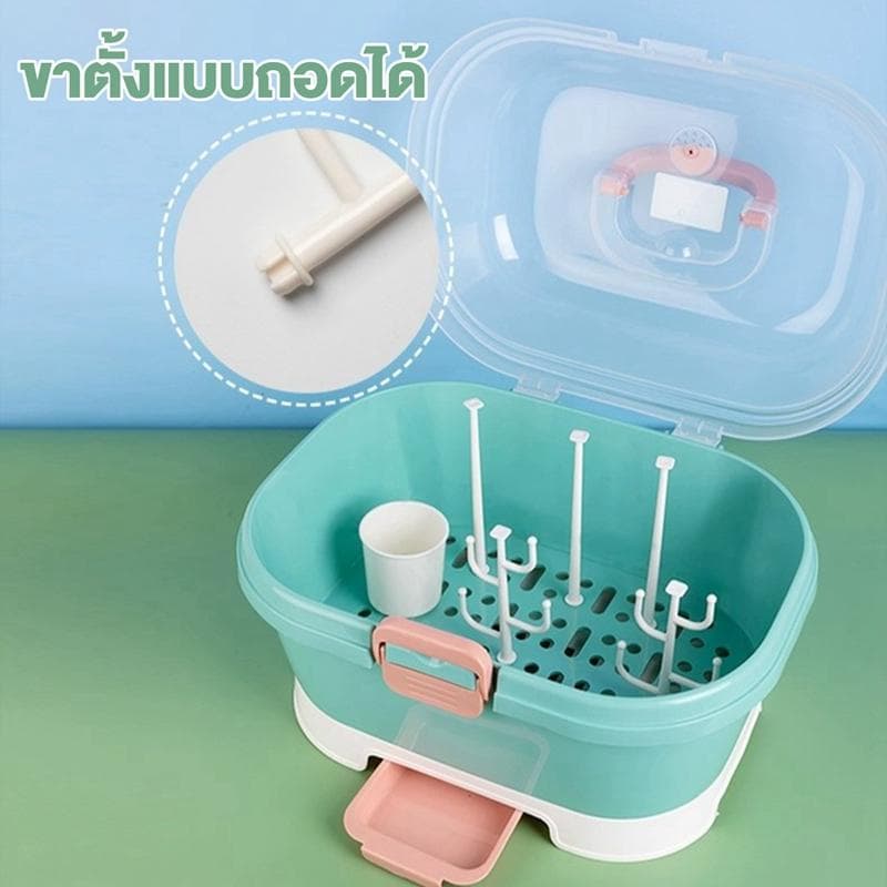 กล่องเก็บขวดนมเด็ก พร้อมหูหิ้วพกพาง่าย กล่องเก็บของ ที่เก็บขวดนม ที่เก็บของ กล่อง รูปที่ 2
