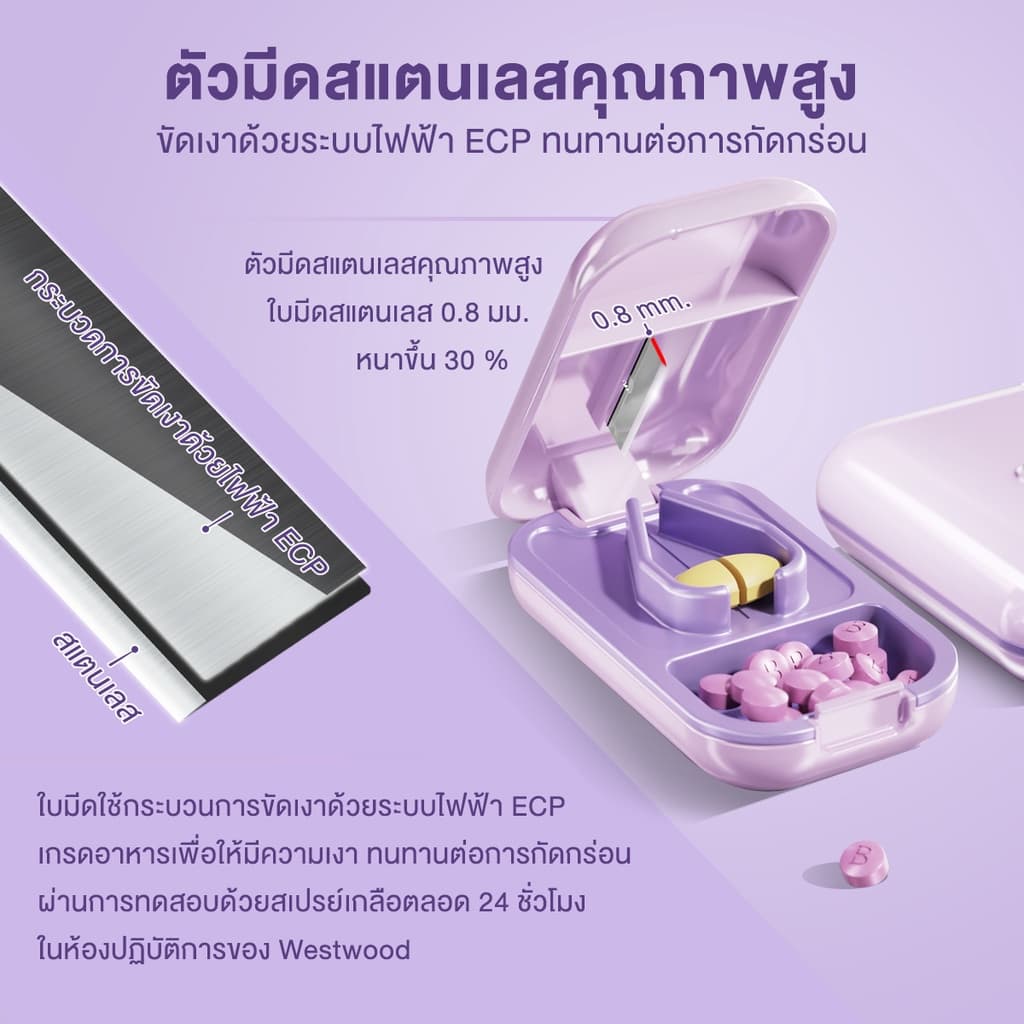 ที่ตัดยา กล่องยา ที่ตัดเม็ดยา การออกแบบที่ถอดออกได้ 2 in 1 ถอดออกได้ทำความสะอาดสะดวก รูปที่ 4