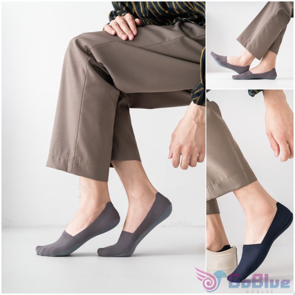 GoBlue ถุงเท้าข้อสั้น เนื้อผ้าเด้ง เย็น กันลื่น สีพื้น สําหรับผู้ชาย EUR 39-43 Men's socks รูปที่ 2