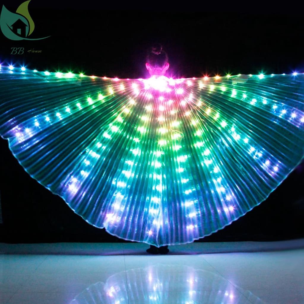 ปีกผีเสื้อ มีไฟ LED เรืองแสง หลากสี สําหรับเต้นรํา รูปที่ 6