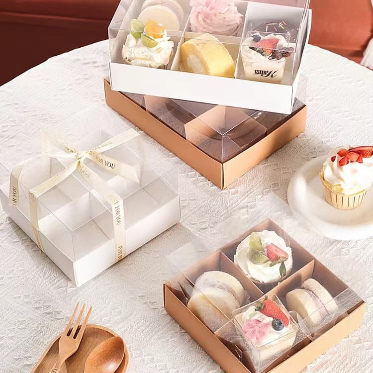 โค้ด กล่องเค้ก 10ใบ/แพค 2ขนาด ฝา พลาสติก PET สามารถใช้ห่อแซนวิช เค้ก ขนมหวาน กล่องเค้กใส ฯลฯ รูปที่ 4