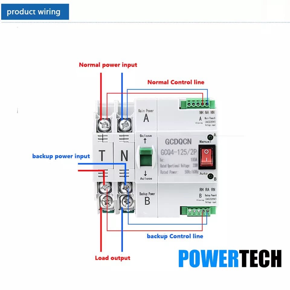 ATS 2P 63A, 100A Dual Power ATS เบรกเกอร์สวิทช์ไฟฟ้า ats Automatic transfer switch switch เวลาในการเปลี่ยนน้อยกว่า 30ms รูปที่ 7