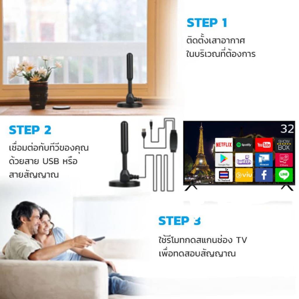 ยอดขายอันดับ1 DIGITAL TV ANTENNA รุ่น DVB-T2 เสาอากาศทีวีดิจิตอล เสารับสัญญาณทีวีดิจิตอล รูปที่ 4