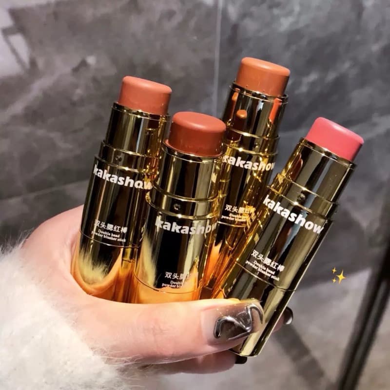 O-08Kakashow Blush Stick บรัชออน แบบแท่งสองหัว พร้อมฟองน้ำไว้คอนทัว กันน้ำ ติดทนนาน ดูเป็นธรรมชาติ รูปที่ 4