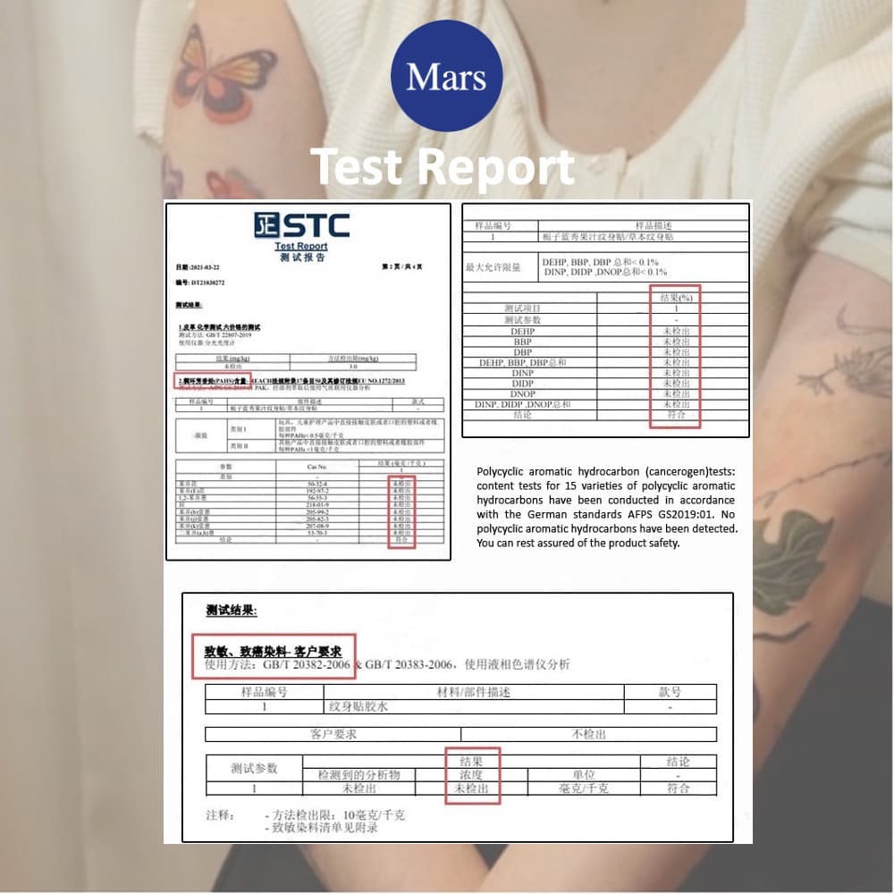 Mars Tattoo - สติ๊กเกอร์รอยสักชั่วคราว ติดทนนาน ดีไซน์ดอกไม้และMoon Vintage, CSD036 รูปที่ 4