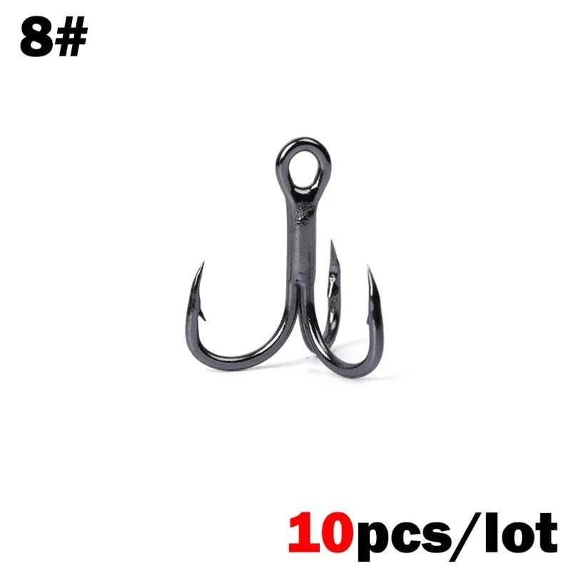 Outkit 10 ชิ้น 3x BLOOD SLOT Strong Super Sharp รอบ Treble Hook Antirust เหล็กคาร์บอนสูง 10-18 # Treble Hooks Fishing Tackle รูปที่ 9
