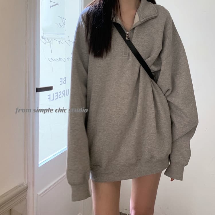 จากไทย TAYCEN M-2XL เสื้อสเวตเตอร์ เรียบๆ แขนยาว เกาหลี โอเวอร์ไซส์ ผู้หญิง สเวตเตอร์ รูปที่ 2
