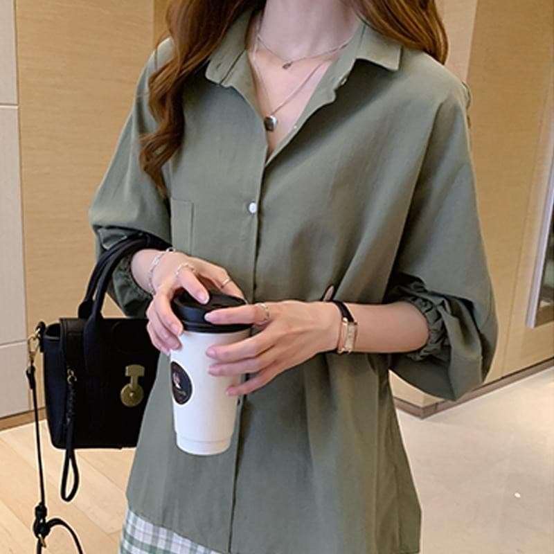 Lune_Grace เสื้อเชิ้ด แขนยาวนั๊ม ผ้าดีใส่สบาย แมทช์ง่าย ใส่ได้ทุกโอกาส w284 รูปที่ 6
