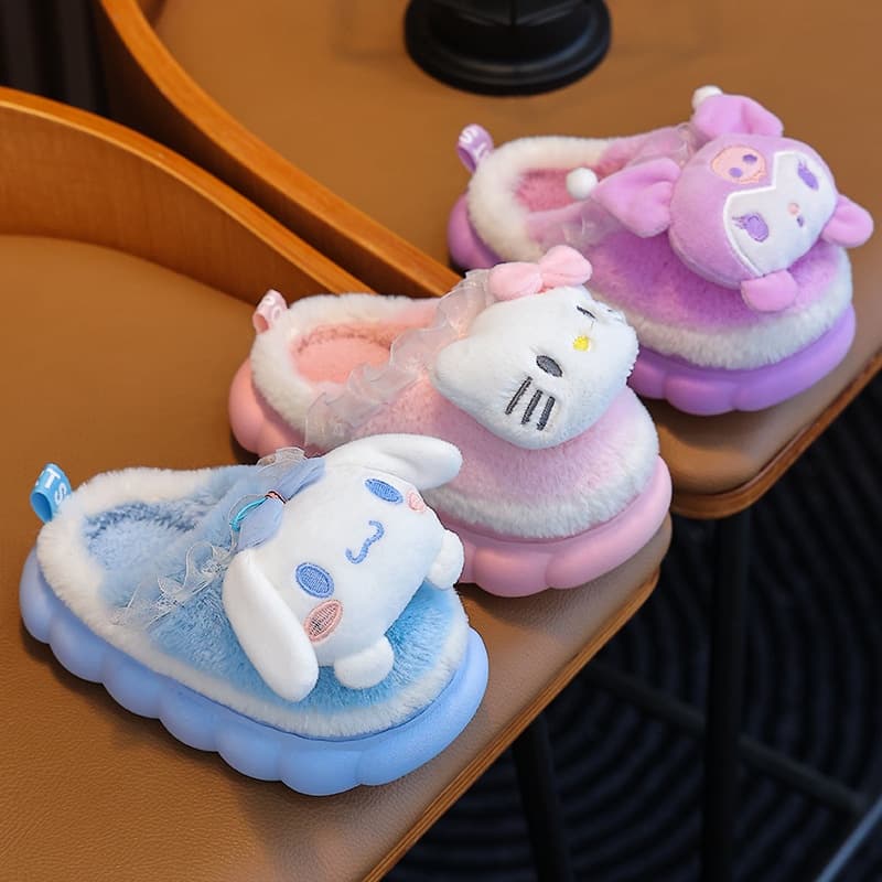 Reyno Sanrio Hello Kitty Cinnamoroll Kuromi Melody รองเท้าแตะ ผ้าฝ้าย กํามะหยี่ นุ่ม อบอุ่น เหมาะกับหน้าหนาว สําหรับผู้หญิง รูปที่ 2