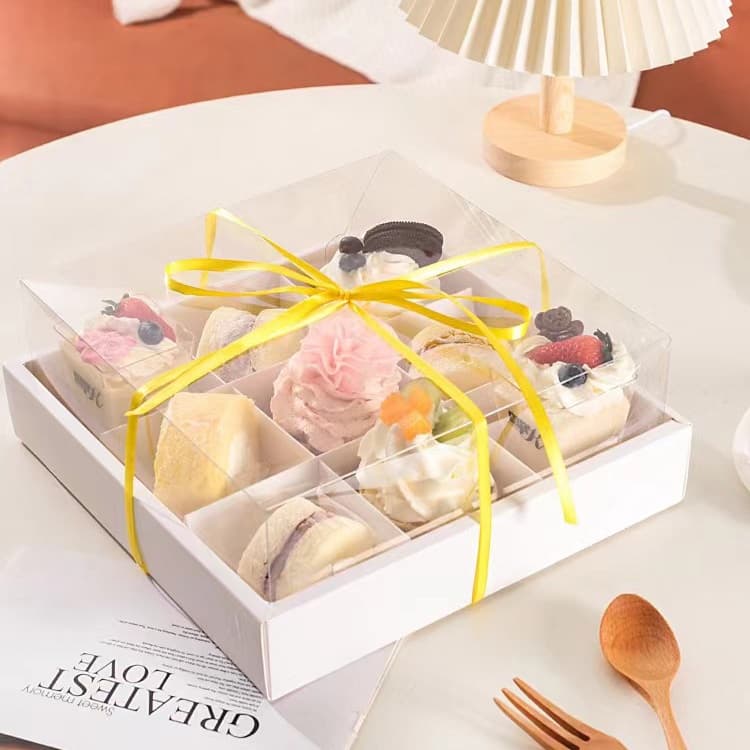 โค้ด กล่องเค้ก 10ใบ/แพค 2ขนาด ฝา พลาสติก PET สามารถใช้ห่อแซนวิช เค้ก ขนมหวาน กล่องเค้กใส ฯลฯ รูปที่ 8