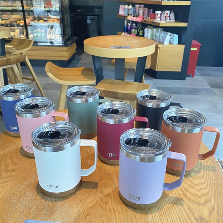 TYESO แก้วกาแฟรุ่นใหม่ล่าสุด 24oz mug แก้วสแตนเลสเก็บอุหภูมิมีหูจับ Tumbler 530ml/710ml แก้วโอซาค แก้วเก็บความเย็น รูปที่ 2