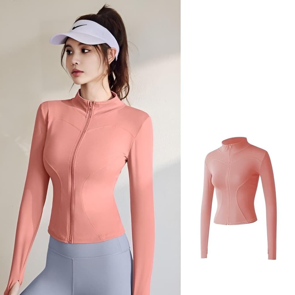 เพิมสีใหม่ Yoga jacket เสื้อแจ็คเก็ตออกกำลังกาย แขนยาว มีซิปรูด รัดรูปสวย ผ้ายืดหยุ่นได้ดี Size S-XXXL รูปที่ 7