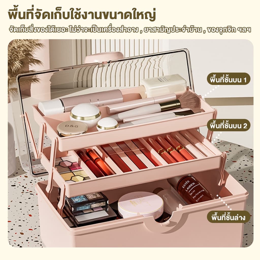 กล่องยาใหญ่ กล่องใส่ยา กล่องยาสามัญประจำบ้าน พร้อมที่จับ โปร่งใสและมองเห็นได้ การจัดเก็บรายการ ชัดเจน รูปที่ 3