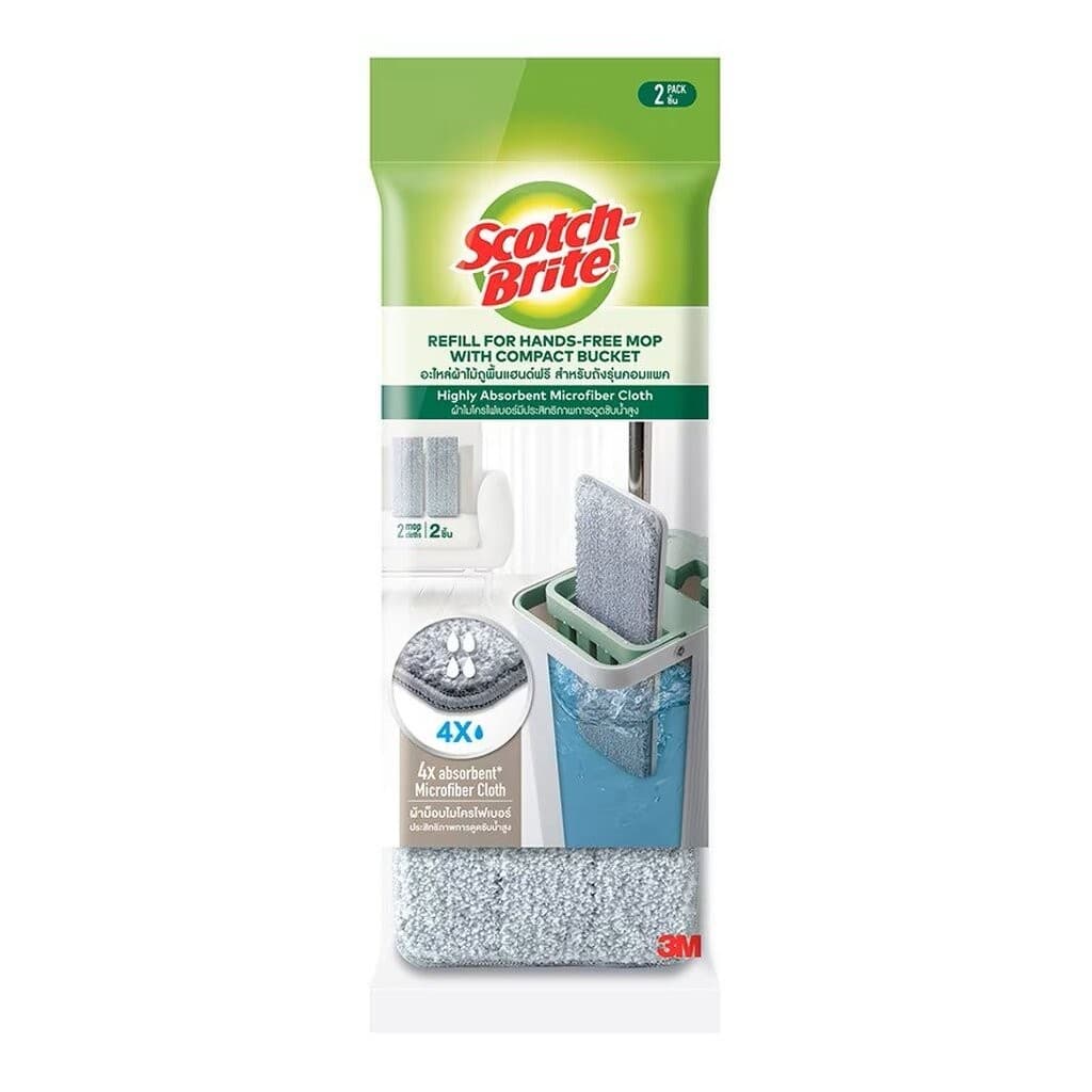 Scotch Brite สก็อต ไบร์ท อะไหล่ผ้าไม้ถูพื้นแฮนด์ฟรี สำหรับถังรุ่นคอมแพค 2 ชิ้น รูปที่ 4