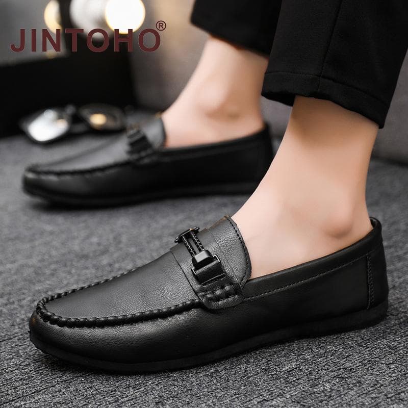 Jintoho รองเท้าโลฟเฟอร์ลําลอง รองเท้าหนัง แบบสวม แฟชั่นสําหรับผู้ชาย รูปที่ 1